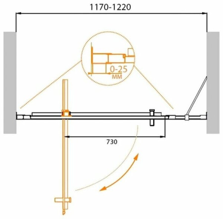 Душевая дверь (120х195) CEZARES MOLVENO MOLVENO-BA-11-100+20-C-Cr-IV